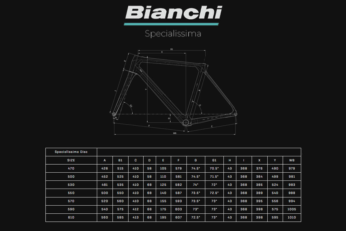 Bianchi Specialissima Pro Racing Team Geometria Geometry